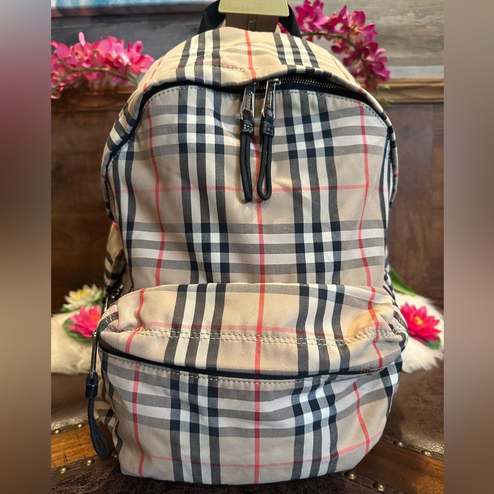 Burberry - Beige Black Multi Nylon Backpack